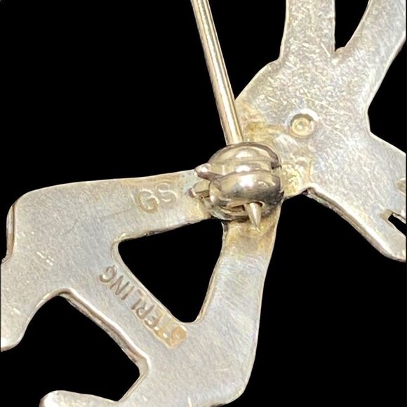 Sterling Navajo Kokopelli brooch pin signed by Glenn Sandoval - Picture 2 of 10